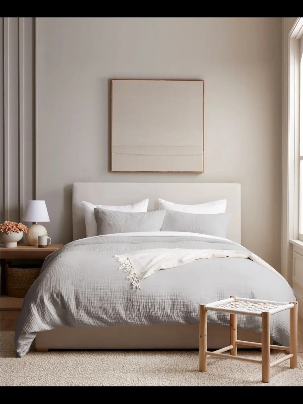 Quince Organic Cotton Gauze Duvet Cover Set - Light Grey